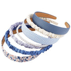 VELSCRUN 7 Pcs Different Headbands for Women Fashion Blue Solid Head Bands Pearl Headband Non Slip Hair Band for Womens Thin Thick Short Hair Face Wash Hair Accessories Gifts for Women Gilrs