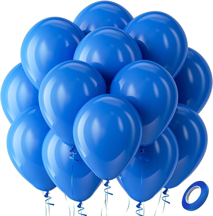 Bezente Royal Blue Latex Round Helium Party Balloons 100 Pack 12 inch | Matte by Bezente