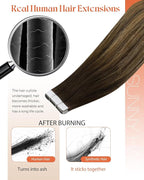 Sunny Hair Tape in Extensions for Women Real Hair 22 inch 100g Tape in Hair Extensions Human Hair Dark Brown Balayage Caramel Blonde Hair Extensions Tape in 40Pcs