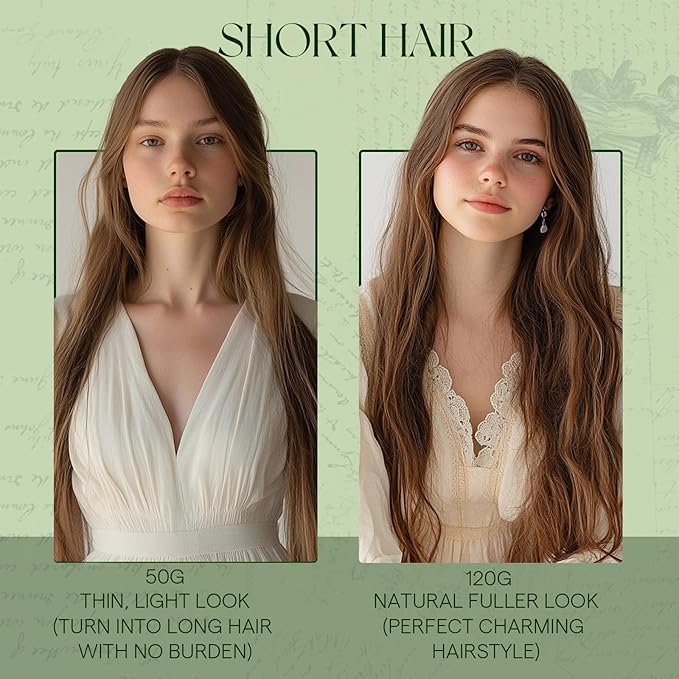 RUANTURE Balayage Clip in Hair Extensions Human Hair, Clip in Extensions Real Human Hair, Double Weft Remy Hair, Natural Looking, Thick Ends, 20 Inch 120g 7pcs #3/8/22