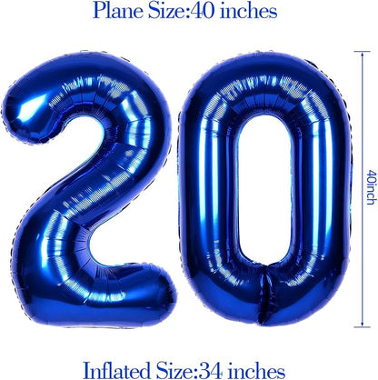 40 Inch Navy Blue Big Number 20 Balloon 0-9 Large Helium | Royal Blue Balloons - Image 6
