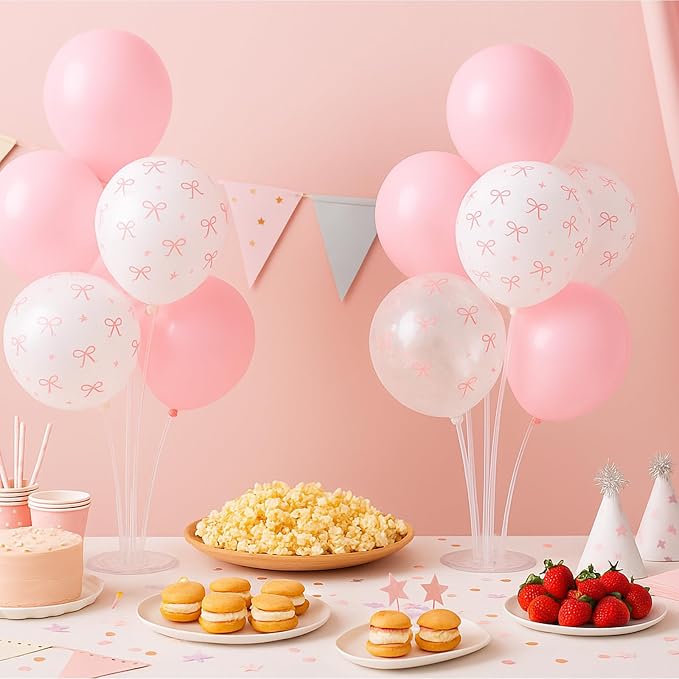 6pcs Pink Bow Balloon Stands Kit Table Centerpiece Table Decorations - Image 4