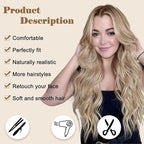 NAYOO Long Blonde Wavy Wig for Women - 26 Inch Middle Part Curly Synthetic Heat Resistant Fiber Wig for Daily Party Use (Ombre Blonde)