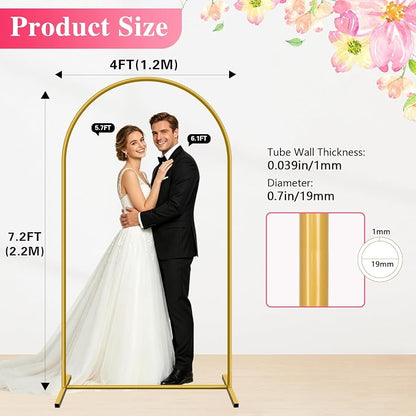 7.2 FT Metal Arch Backdrop Stand, Party Balloon Arch Stand | Dustproof caps - Image 2
