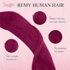 YoungSee Nano Ring Hair Extensions Magenta Nano Hair Extensions Human Hair 24 inch Long Hair Nano-Link Hair Extension Real Hair Burgundy Remy Pre Linded Nanobead Hair-Extensions for Pop 25s 25g
