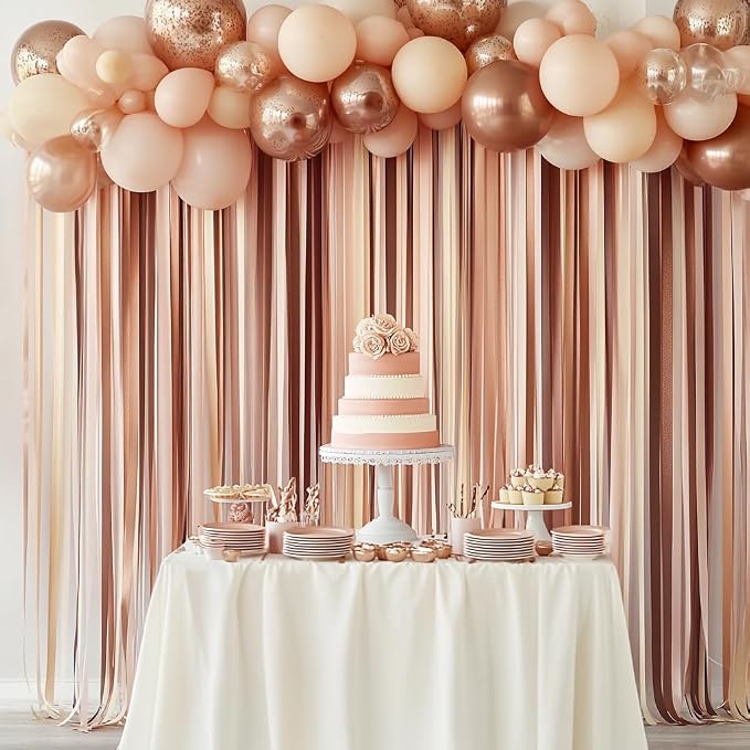 8 Rose Gold Streamers, 656ft Pack of Crepe Paper Party Decorations | Each roll - Image 2