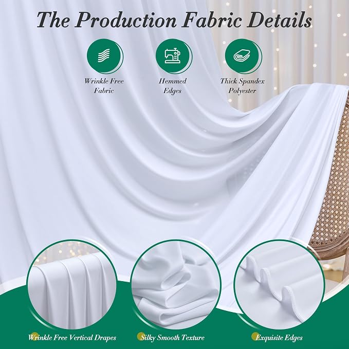 10 ft x 10 ft Wrinkle Free White Backdrop Curtains - Image 3