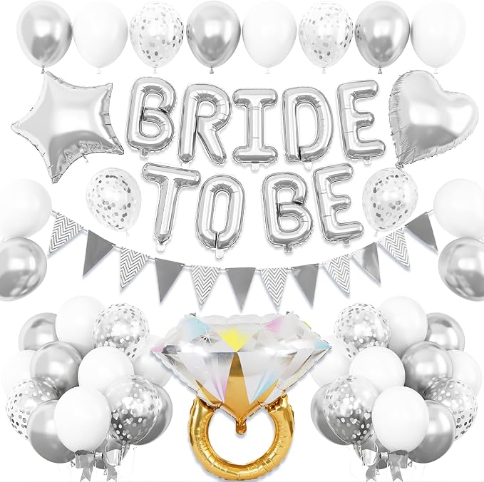 Dagelar Silver Bachelorette Party Decorations, Bride To Be Bridal Shower by Dagelar