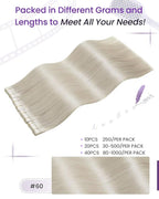LaaVoo Blonde Tape in Hair Extensions Human Hair 28 Inch Long Invisible Hair Extension Tapes in Platinum Blonde Tape ins Human Hair Extensions for Women 20pcs 50g
