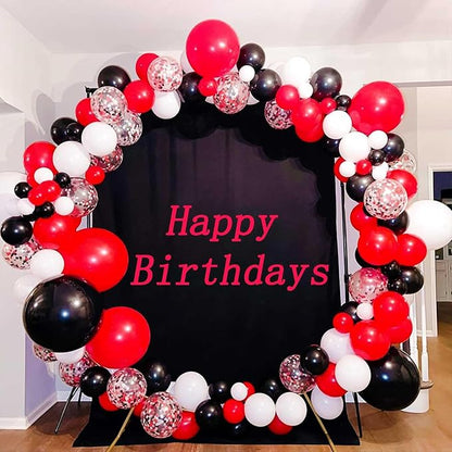 Black Red Balloons, 12 Inch Black Red White and Silver Latex Balloons - Image 3
