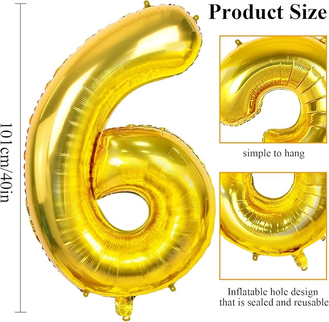 Number 6 Balloons for 6th Birthday Party Decorations, 0-100 Large No.6 Balloons - Image 2