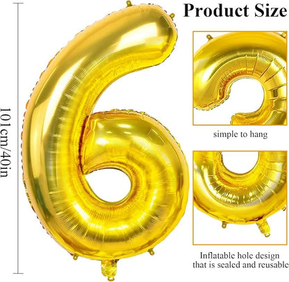 Number 6 Balloons for 6th Birthday Party Decorations, 0-100 Large No.6 Balloons - Image 2