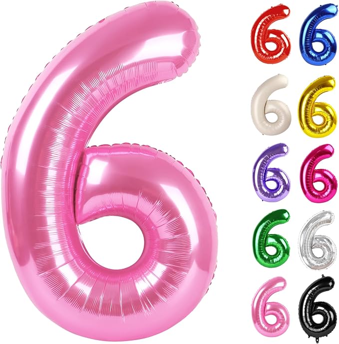 Pink Number 6 Balloon 40 Inch by IWERP