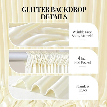 30x10ft Champagne Glitter Backdrop Curtain - Image 5