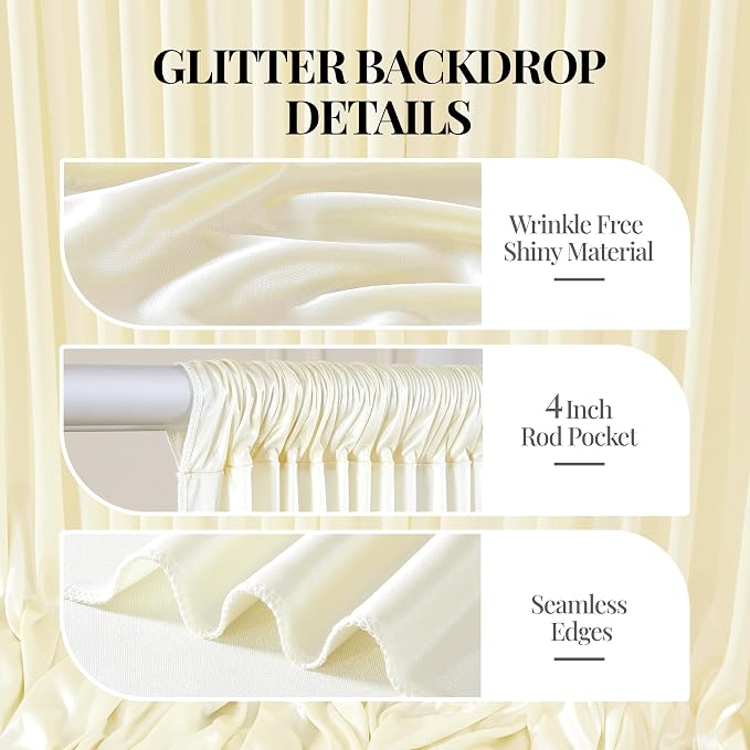 20x10ft Champagne Glitter Backdrop Curtain - Image 4