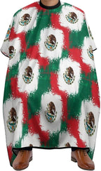 Large Long Salon Gown Cape, Haircut Cloth Apron Cape Cool Mexican Flag Haircut Cloth Wrap Protector for Home Stylists