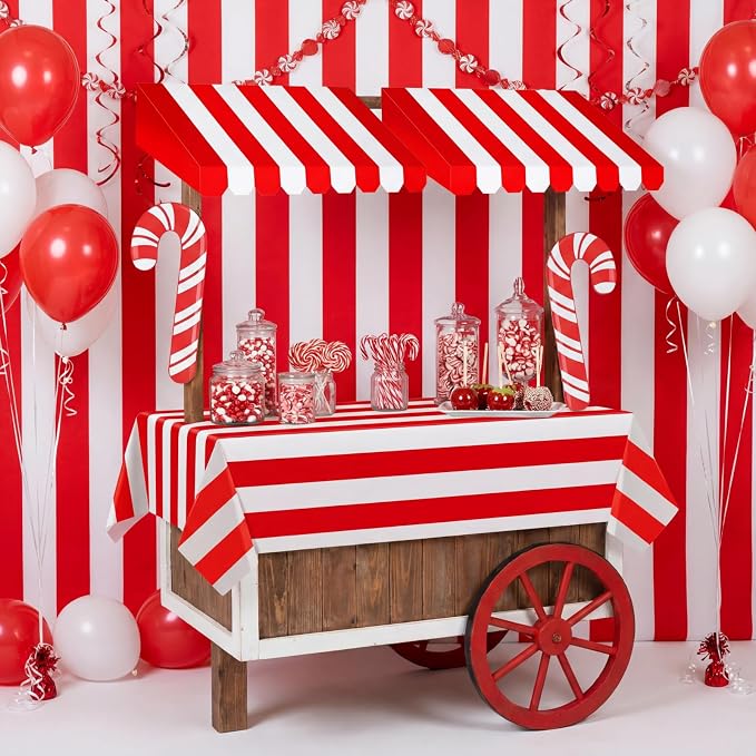 Boao 4 Pack Circus Awning Decoration 3D Stripe Cardboard Awning Carnival Wall - Image 5