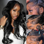 Body Wave Lace Front Wigs Human Hair 18 Inch HD Lace Frontal Wig 13x6 Pre Plucked with Baby Hair 200 Density Glueless Wig Brazilian Virgin Wigs for Women