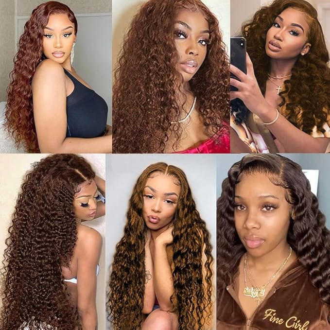 Brown Human Hair Bundles Color 4 Deep Wave Bundles Niegmeag Virgin Remy Hair 3 Bundles 24 26 28 Inch Double Weft Chocolate Brown Bundle Hair Weave