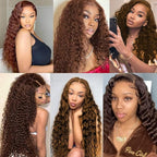 Brown Human Hair Bundles Color 4 Deep Wave Bundles Niegmeag Virgin Remy Hair 3 Bundles 24 26 28 Inch Double Weft Chocolate Brown Bundle Hair Weave