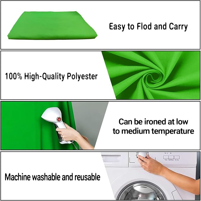 Green Screen Backdrop for Photoshoot, Fabric 6x9ft | Polyester Studio Photo - Image 7