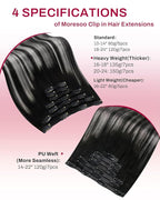 Moresoo Clip in Hair Extensions Ombre Black And Silver Human Hair Extensions Clip ins 24 inch Natural Black to Silver Grey Balayage Double Weft 150g/7pcs Long 24in