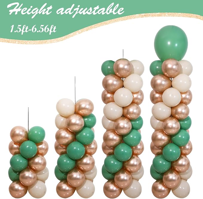 2 Sets Sage Green Champagne Sand White Balloon Column Kit - Image 7