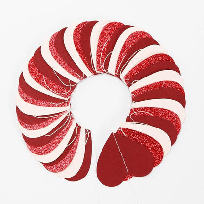 Valentines Day Party Decorations Pink-Red Heart-Garland - 52ft Burgundy - Image 3