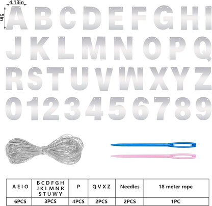 DIY Banner Kit with Letters Bright Silver Customizable Birthday Banners - Image 2