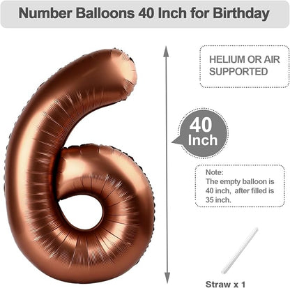 Number 5 Balloons 40 Inch Coffee Brown Balloon - Image 5