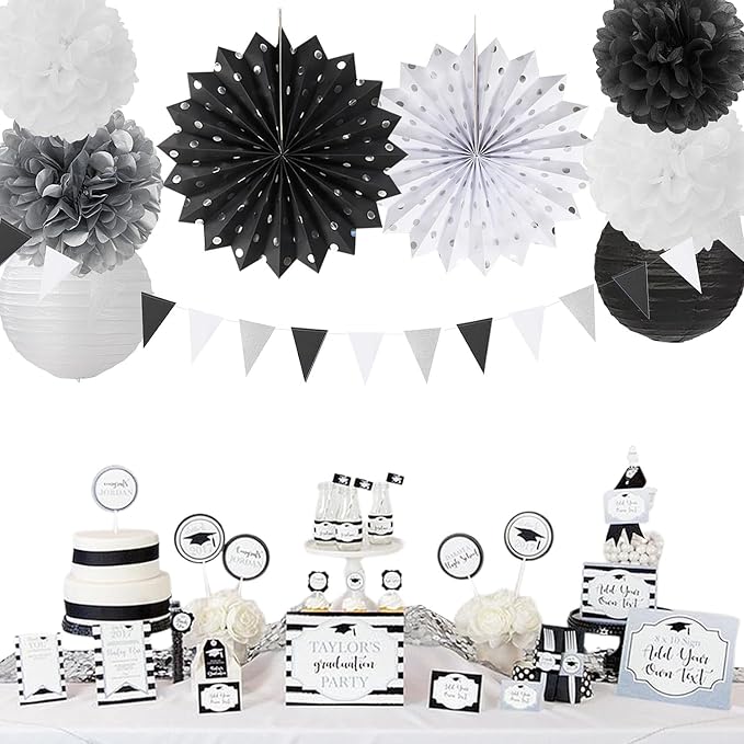 Black White Silver Party Decorations - Image 6
