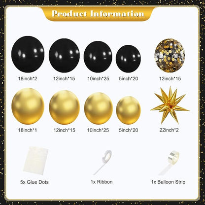 Black and Gold Balloon Arch Kit - Image 4