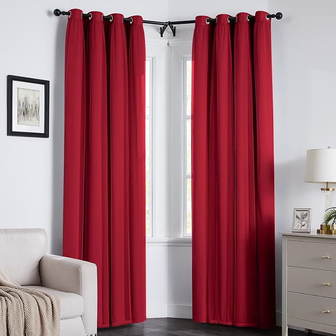 100% Blackout Curtains for Bedroom, Double Layer Red Curtains, Room Darkening - Image 8