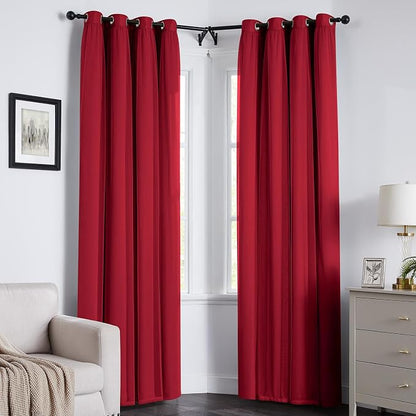 100% Blackout Curtains for Bedroom, Double Layer Red Curtains, Room Darkening - Image 8