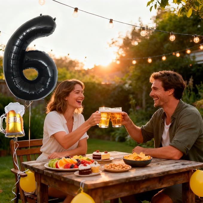 40 Inch Black Giant Number Balloon And Mini Beer Balloon Foil Polyester Film - Image 3