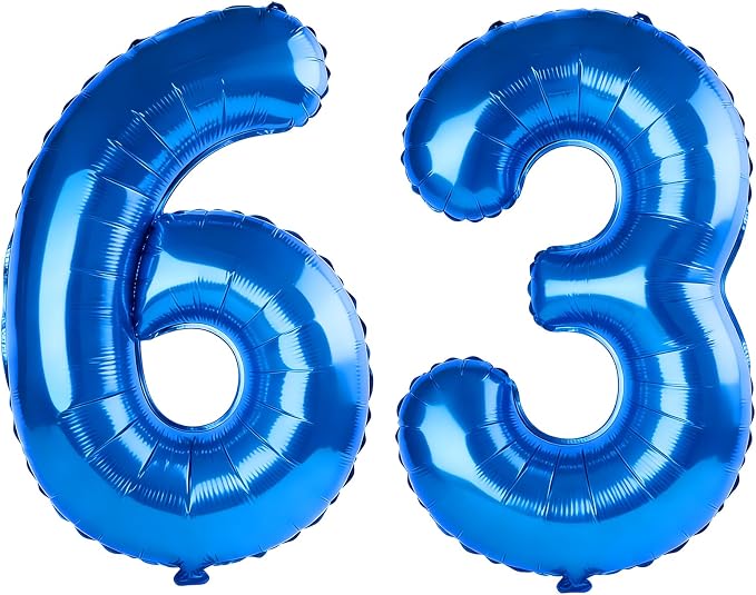 40 Inch Number 63 Balloons for 63rd Birthday Party Decorations, 0-100 Dark Blue by FOBELEC