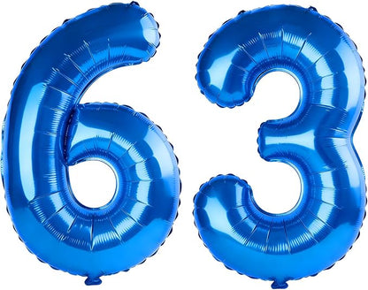 40 Inch Number 63 Balloons for 63rd Birthday Party Decorations, 0-100 Dark Blue by FOBELEC