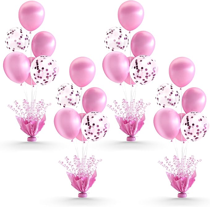4 Set Pink Table Balloons Foil Spray Centerpiece by Suppromo