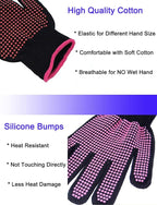Heat Resistant Glove for Hair Styling, Curling Iron, Flat Iron and Curling Wand, Pink Edge, Silicone Bump, 1 Piece