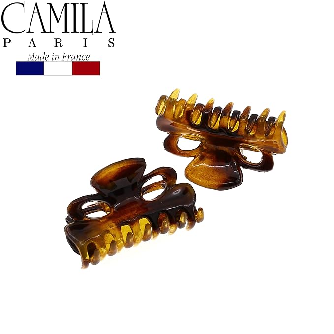 Camila Paris CP2608/2 French Hair Clip for Women, Set of 2 Small 1 inch Girls Hair Claw Clip Jaw Fashion Durable Styling Hair Accessories for Women, Ladies Strong Hold Grip Clamp, Made in France