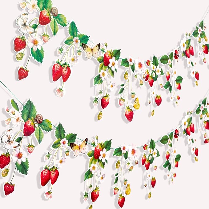 Strawberry Garland Banner Berry First Birthday Decor Strawberry Wildflower by SUNBEAUTY