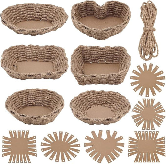 FREEBLOSS 6 Set Basket Weaving Kit Twine Basket Making Kit Creative Woven Bowl by FreeandCreativeCraftsArt