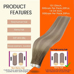 Full Shine Tape in Hair Extensions Human Hair 12Inch Balayage 8 Ash Brown Ombre 18 Ash Blonde And 60 Platinum Blonde Tape in Extensions Invisible Straight Hair 30G 20Pcs Double Sided Tape Remy Hair