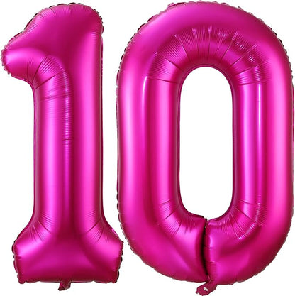 Hot Pink 10 Balloon Numbers, 40 Inch 10th Birthday Balloon Foil Mylar Number 10 by BBPOOL