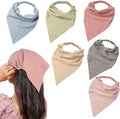 6 Pack Hair Scarf Headband for Women Elastic Bandana Head Scarf Large Boho Triangle Kerchief with Clips Non Slip Scarves