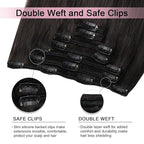 Pro2.0 Clip in Hair Extensions Real Human Hair 22inch 7pcs #1B Natural Black Remy Real Hair Extensions Clip in Human Hair 120g Thick Double Weft（#1B-22inch）