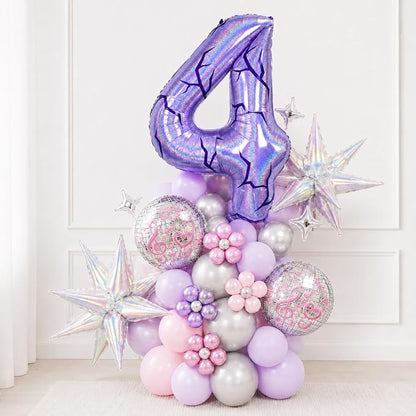 40 Inch Purple Kpop Number 4 Balloon - Image 3