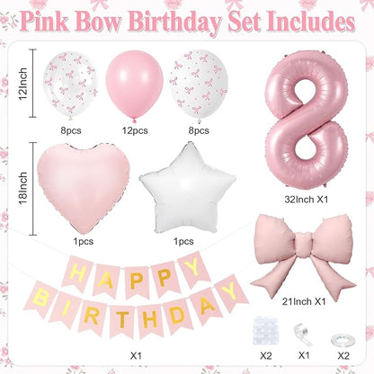 8th Pink Bow Birthday Decorations - Image 2