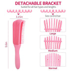 Detangler Brush Set for 3a,4c,Wig/Thick/Wavy/Curly/Wet Slick Back Hair Brushes,Rat Tail Combs,8-Row,Edge Brush,For braiding,teasing,parting,styling,kids,girls,women(Pink)