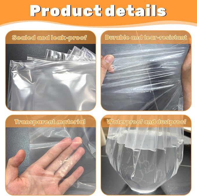 35.43×47.24 Inch 5 Pack Luggage Cover Heavy-duty | Thick Plastic Clear Storage - Image 4